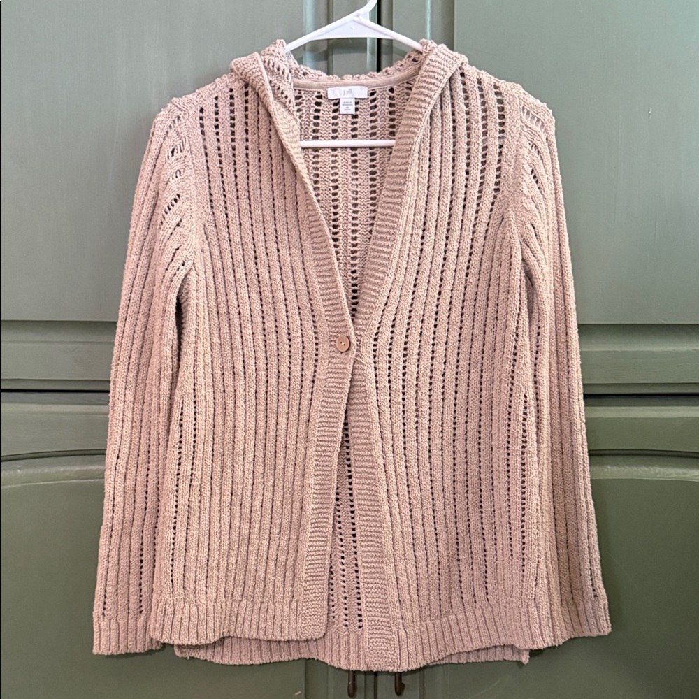 J. Jill Taupe Open-Knit Cardigan